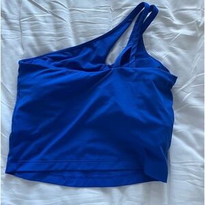 blue one shoulder athletic top